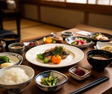 大阪道頓堀の和食店で丁寧に盛り付けられたハラール対応料理