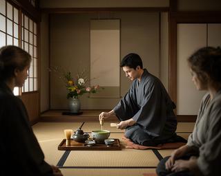 京都の茶室で行われる静かな茶道体験